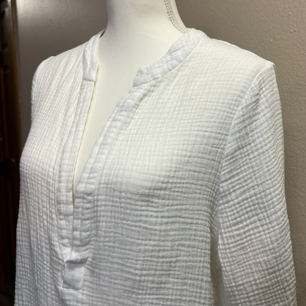 Kona Sol V-neck Cotton Tunic Swimsuit Cover-up White/Pockets size S - Picture 6 of 12